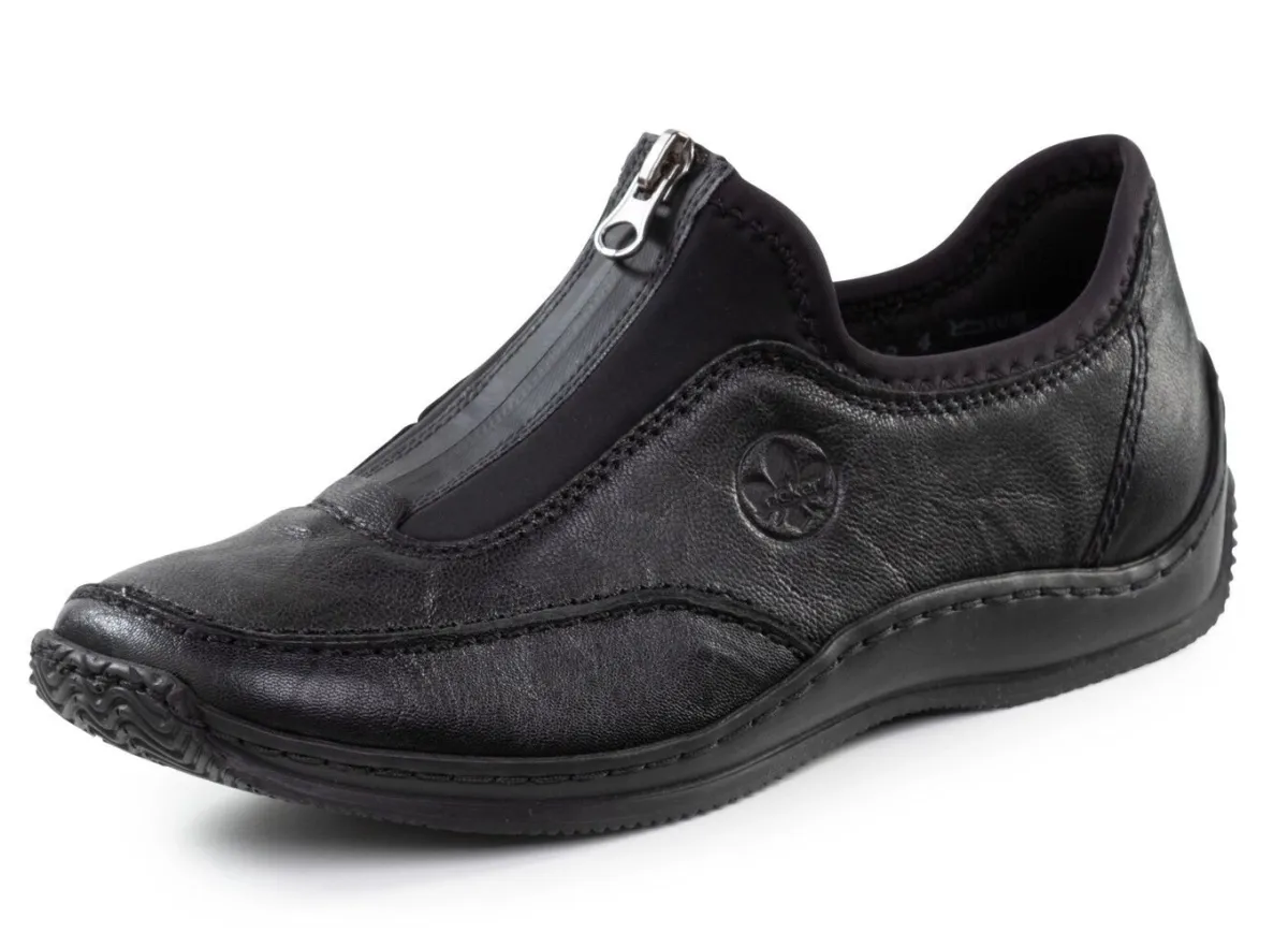 Clearance Rieker , klassische Damen-Slipper, mit Reißverschluss SCHWARZ