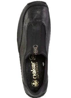 Clearance Rieker , klassische Damen-Slipper, mit Reißverschluss SCHWARZ
