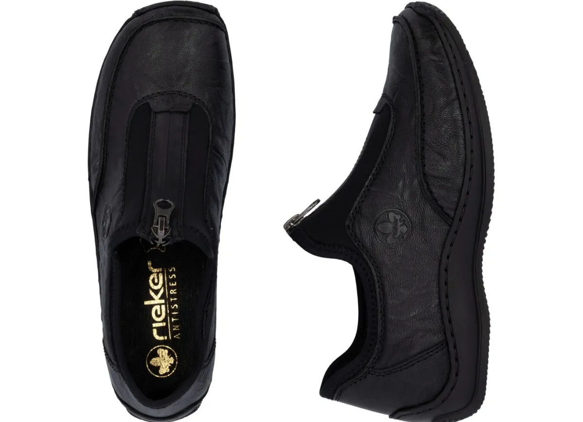 Clearance Rieker , klassische Damen-Slipper, mit Reißverschluss SCHWARZ