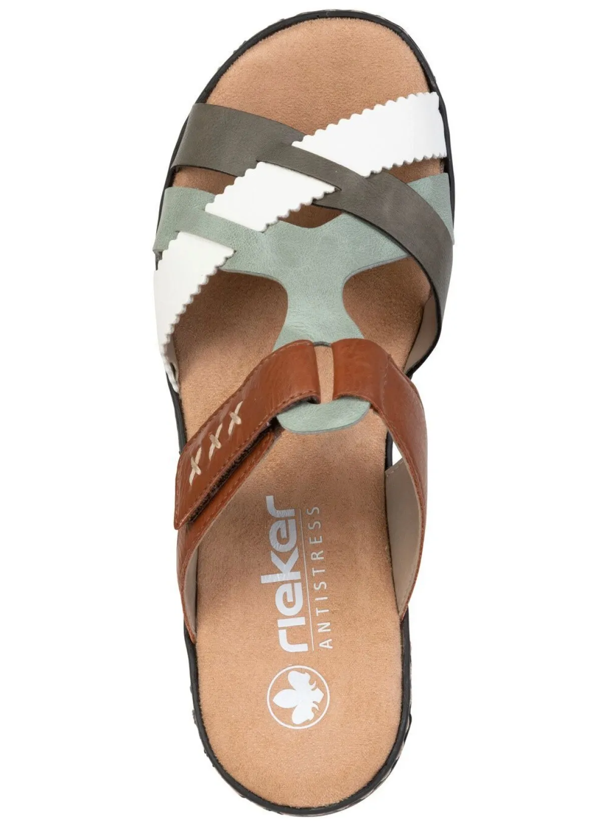 Rieker , leichte Damen-Pantoletten, mit Klettverschluss MULTICOLOR