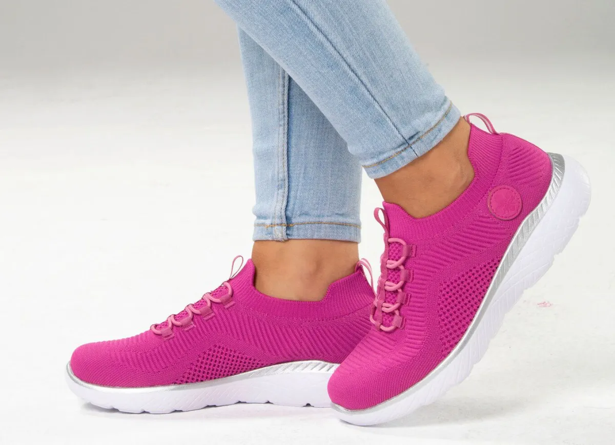 Best BADER Rieker, leichte Damen-Sneaker, Weite G, mit MemoSoft-Textileinlage PINK