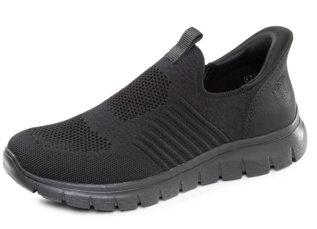 Clearance Rieker , leichte Herren-Slipper, mit verstärkter Hinterkappe SCHWARZ