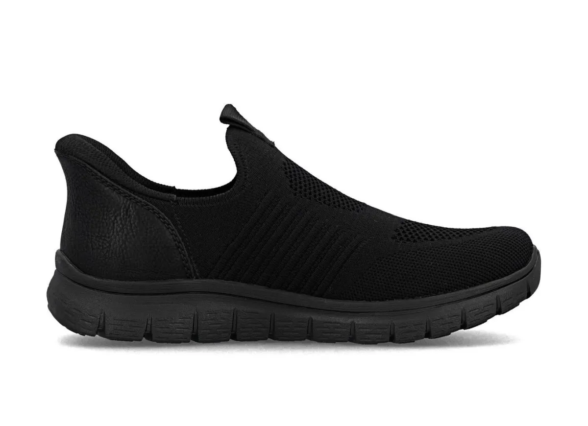 Clearance Rieker , leichte Herren-Slipper, mit verstärkter Hinterkappe SCHWARZ