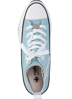 Sale Rieker Schnür-Bootie in Leo-Print oder Denim-Style BLEU-WEISS