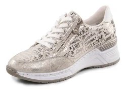 Sale Rieker Schnür-Sneaker aus bedrucktem Synthetikmaterial HELLGRAU-SILBER