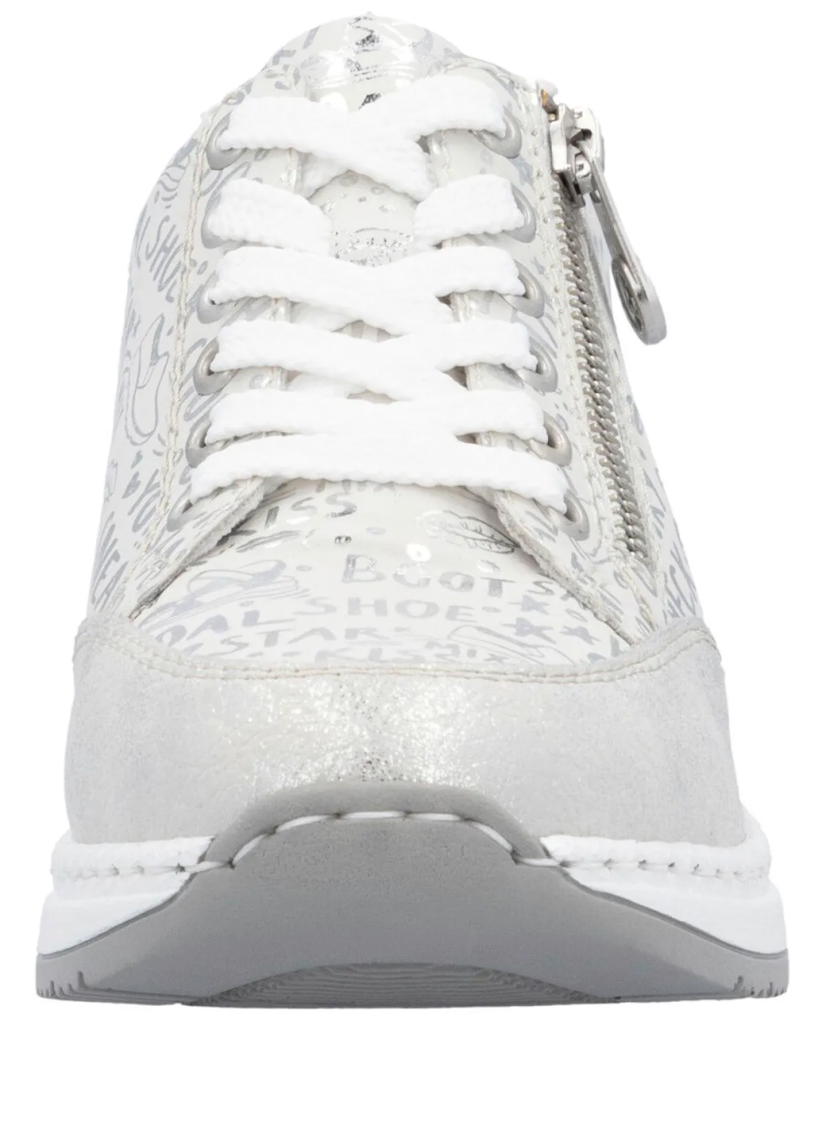 Sale Rieker Schnür-Sneaker aus bedrucktem Synthetikmaterial HELLGRAU-SILBER