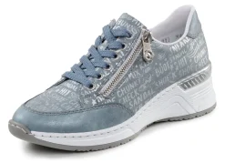 Rieker Schnür-Sneaker aus bedrucktem Synthetikmaterial HELLBLAU-SILBER