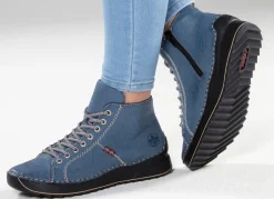 Discount Rieker , sportive Damen-Boots, Winterschuhe, mit Reißverschluss JEANSBLAU