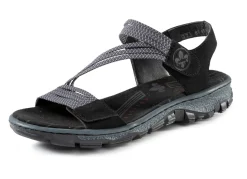 Rieker , sportliche Damen-Sandalen, mit zwei Klettspangen SCHWARZ