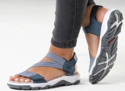 Sale Rieker , sportliche Damen-Sandalen, mit zwei Klettspangen BLAU
