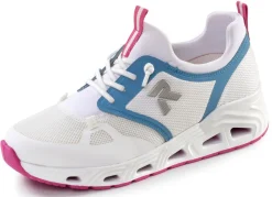 New Rieker , sportliche Damen-Sneaker, mit herausnehmbarem Fußbett WEISS-JEANS-PINK