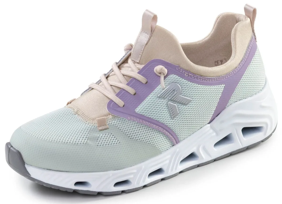 Rieker , sportliche Damen-Sneaker, mit herausnehmbarem Fußbett GRÜN-BEIGE-VIOLETT