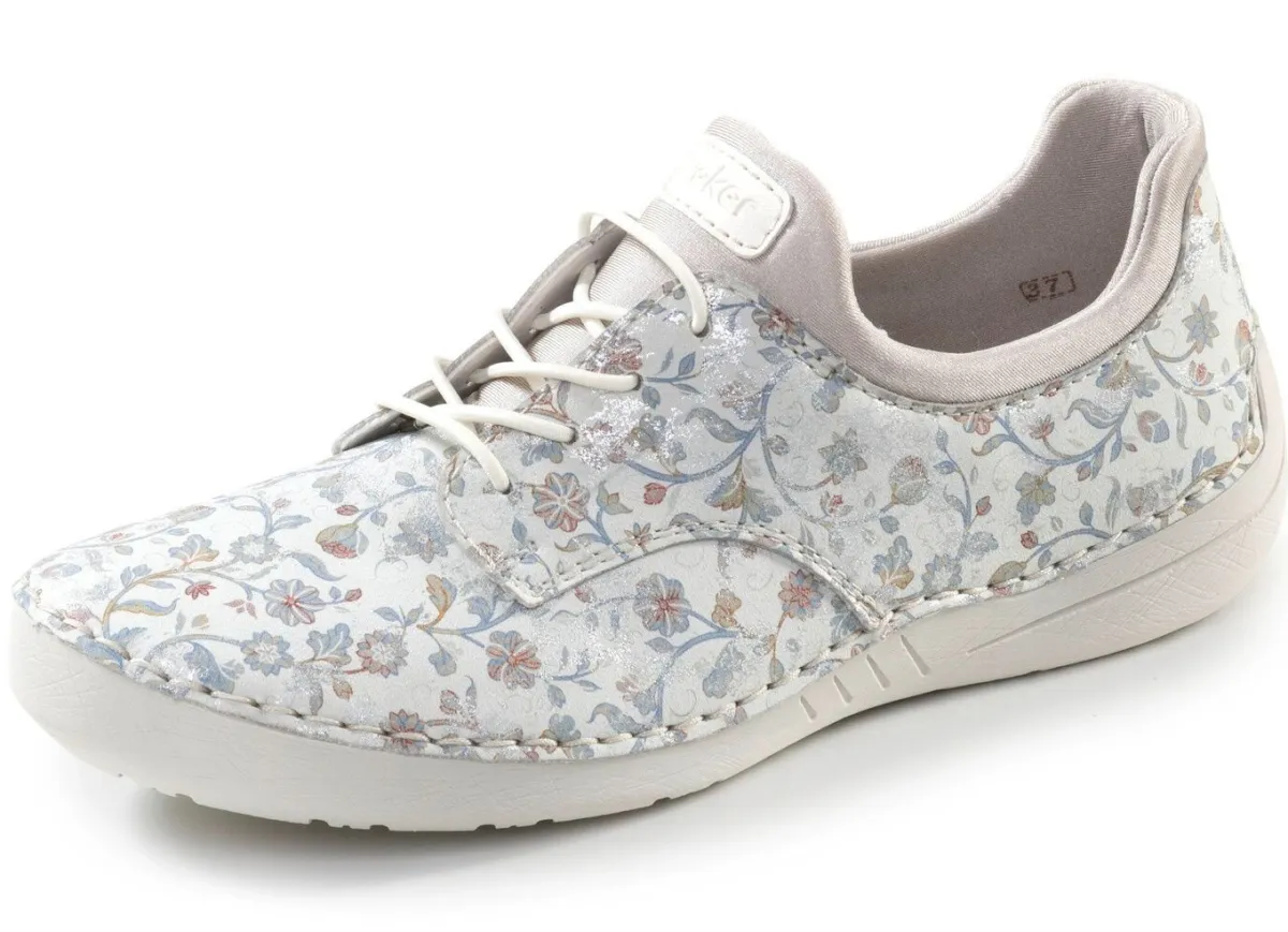 Discount Rieker , stilvolle Damen-Sneaker, mit elastischer Zierschnürung ECRU