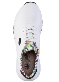 Rieker , stylische Damen-Sneaker, Weite H, mit herausnehmbarem Fußbett WEISS-SCHWARZ