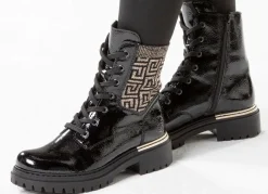 Discount Rieker , stylische Damen-Stiefeletten, Winterschuhe, mit Reißverschluss SCHWARZ-GOLD
