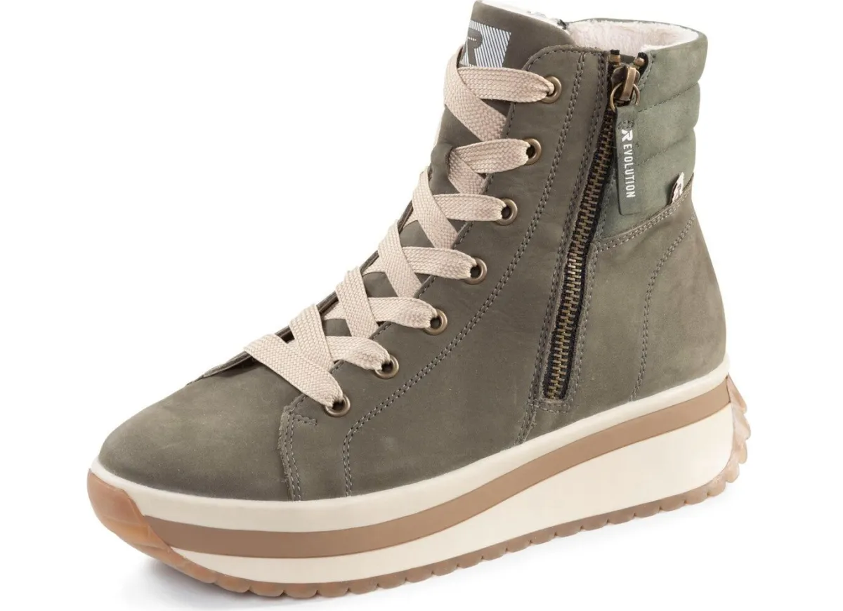 Hot Rieker , trendige Damen-Boots, Winterschuhe, mit herausnehmbarem Fußbett SCHILFGRÜN