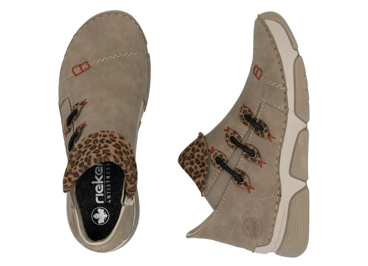 Sale Rieker , trendige Damen-Boots, Winterschuhe, mit Reißverschluss TAUPE-BRAUN