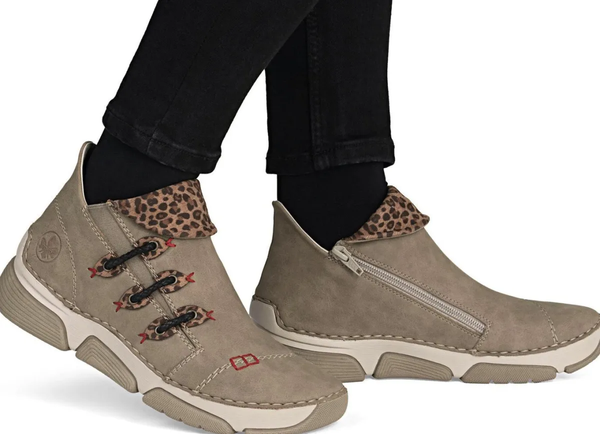 Sale Rieker , trendige Damen-Boots, Winterschuhe, mit Reißverschluss TAUPE-BRAUN