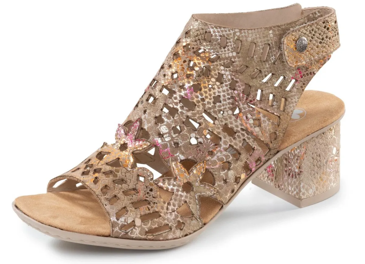 Best Rieker , trendige Damen-Sandaletten, mit Fersen-Klettverschluss MULTICOLOR