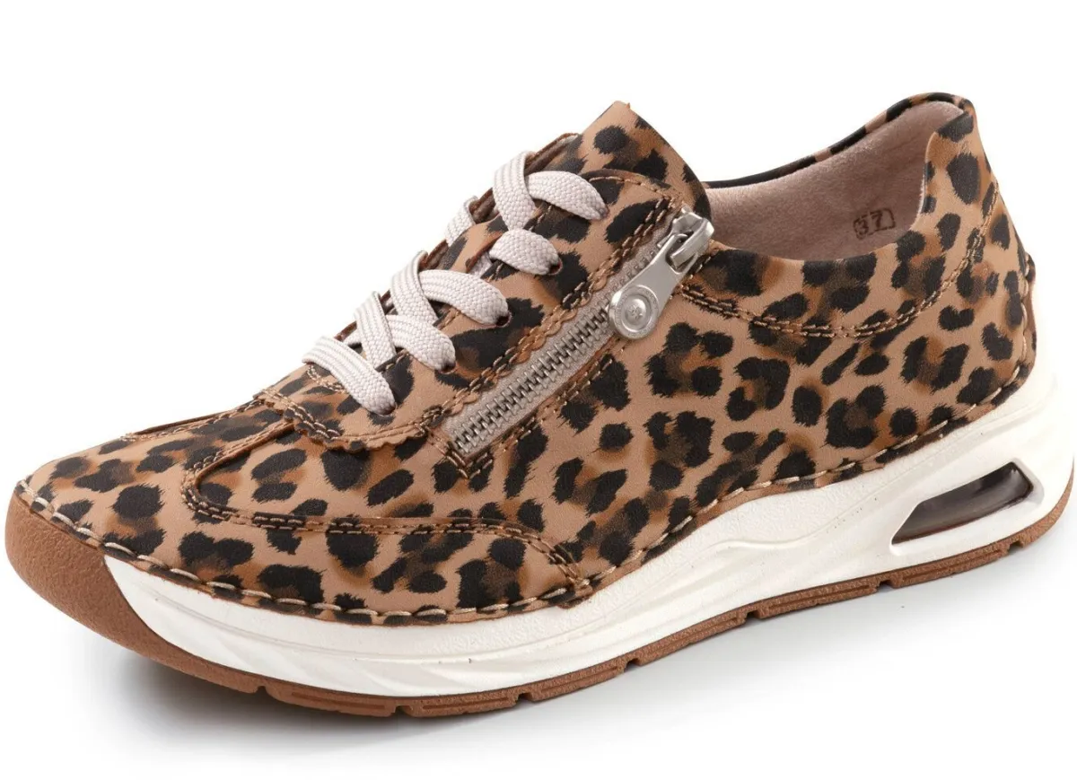 New Rieker , trendige Damen-Sneaker, mit Reißverschluss BRAUN