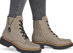BADER Rieker, trendige Damen-Stiefeletten, Winterschuhe, mit Reißverschluss BEIGE-SCHWARZ
