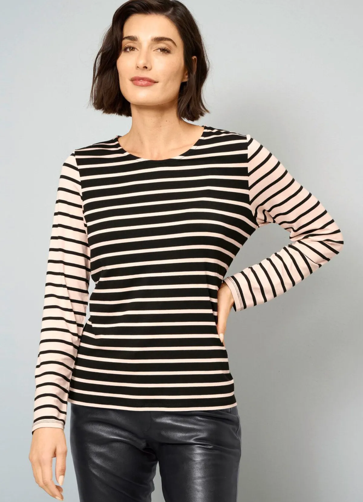 Clearance BADER Ringelshirt SAND-SCHWARZ