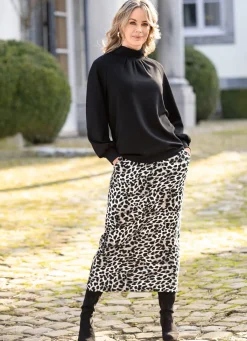 Clearance BADER Rock in angesagter Leo-Dessinierung SCHWARZ-BRAUN-ECRU