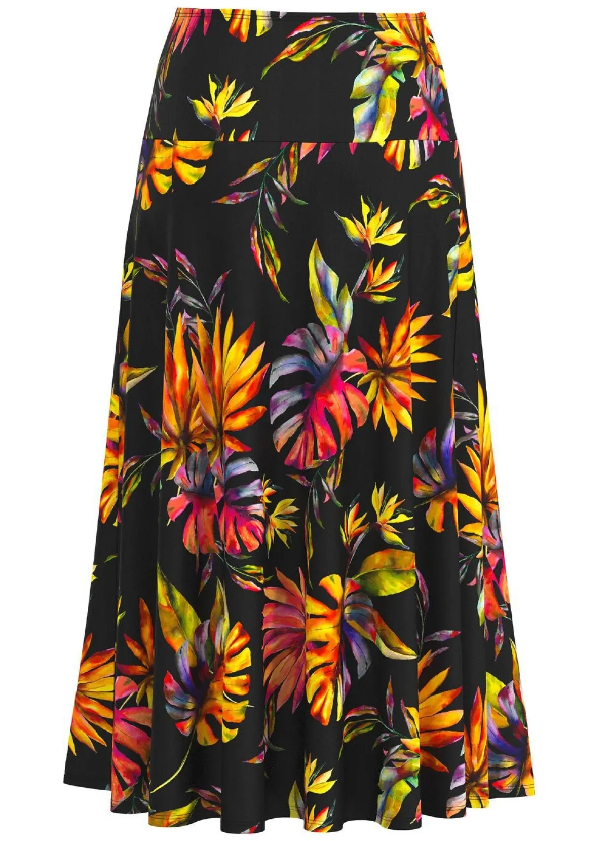 Hot KLAUS MODELLE MADE IN GERMANY Rock mit farbbrillantem Druck SCHWARZ-BUNT