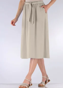 Clearance KLAUS MODELLE MADE IN GERMANY Rock mit Stoffbindeband BEIGE