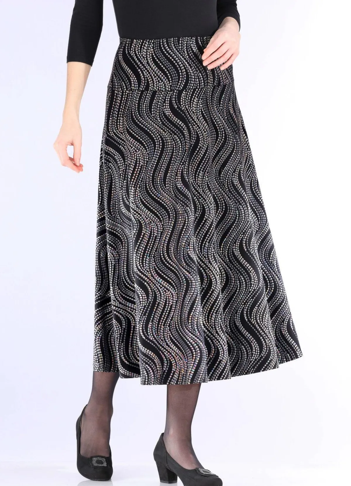 Sale BADER Rock mit edel schimmerndem Glanzdruck SCHWARZ-GRAU-MULTICOLOR