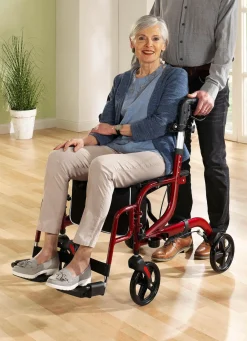 Discount BADER Rollator, auch als Rollstuhl nutzbar ROT