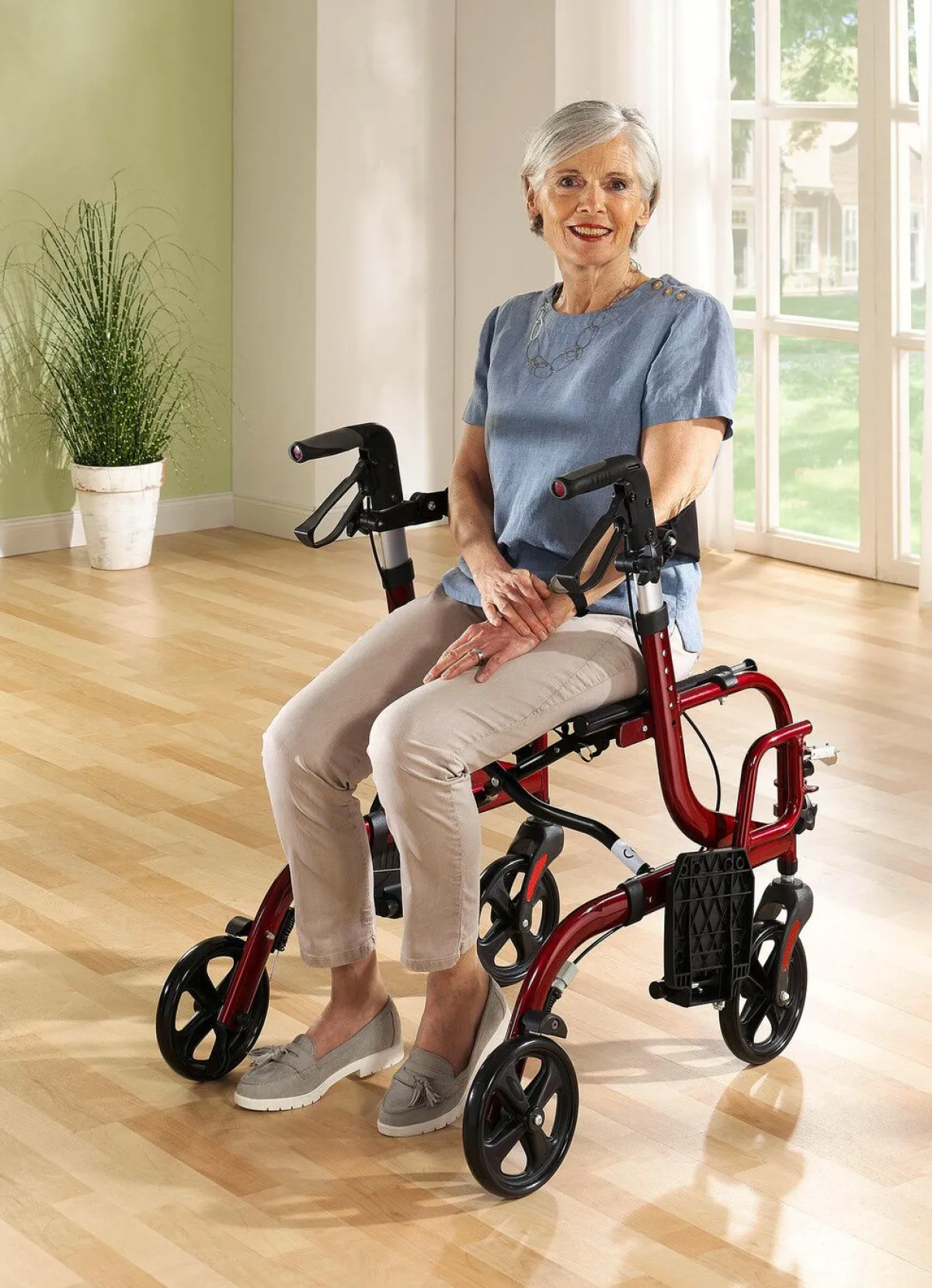 Discount BADER Rollator, auch als Rollstuhl nutzbar ROT
