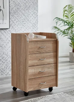 Clearance BADER Rollcontainer mit 4 Schubladen EICHE SONOMA