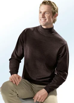 Discount BADER Rollkragenpullover in 3 Farben mit Rippenstrick-Abschlüssen BRAUN MELIERT