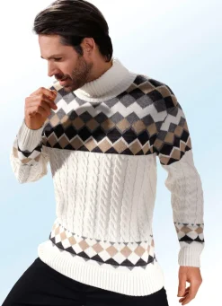 Outlet BADER Rollkragenpullover mit Farb- und Mustermix NATUR-GRAU