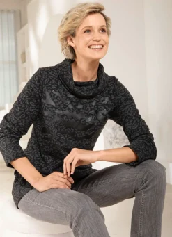 Online BADER Rollkragenshirt mit Kontrastdruck SCHWARZ-ANTHRAZIT