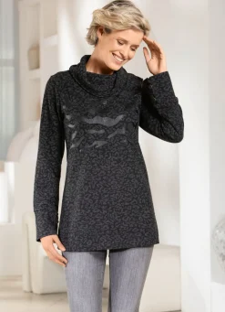 Online BADER Rollkragenshirt mit Kontrastdruck SCHWARZ-ANTHRAZIT