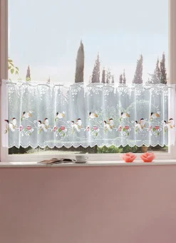 Sale BADER Romantische Fenster- und Türdekoration mit Stangendurchzug WEISS-BUNT