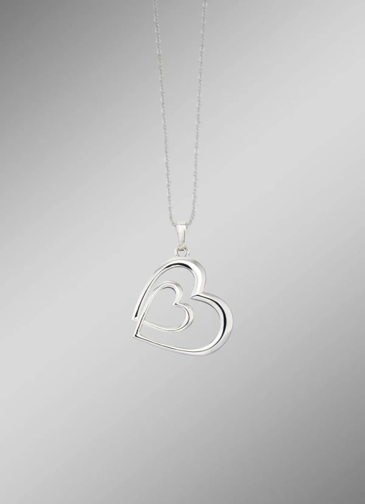 Clearance BADER Romantischer Doppelherz-Anhänger in Silber 925/- fein