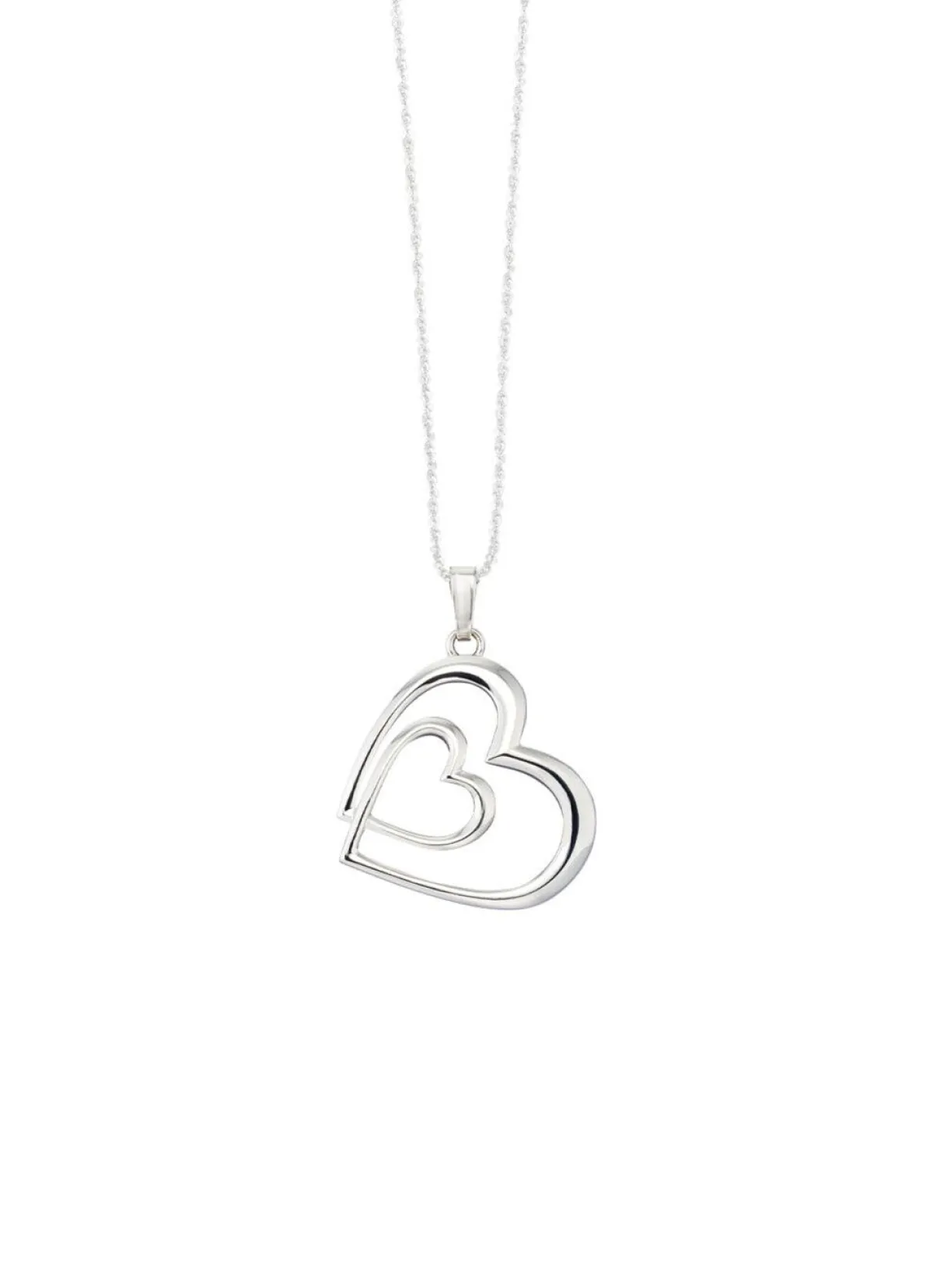 Clearance BADER Romantischer Doppelherz-Anhänger in Silber 925/- fein