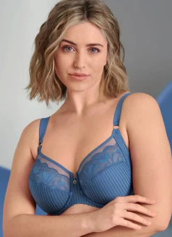 Online ROSA FAIA Bügel-BH mit Tüllstickereispitze JEANSBLAU