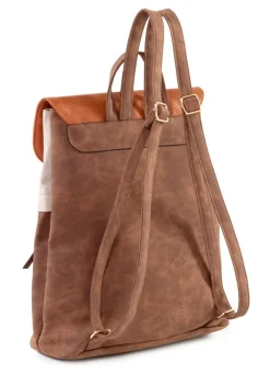 Discount BADER Rucksack mit Überschlag und Drehschloss BRAUN-BEIGE