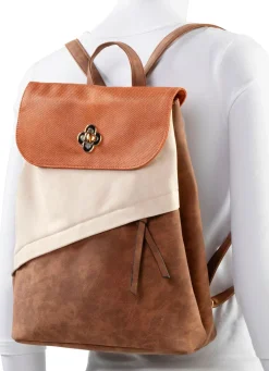 Discount BADER Rucksack mit Überschlag und Drehschloss BRAUN-BEIGE