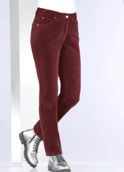 Discount BADER Samtweiche Hose in 5-Pocket-Form BORDEAUX