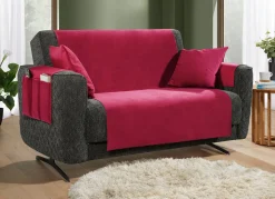 Outlet BADER Samtweiche Sessel- und Sofaschoner mit Anti-Rutsch-Rückseite BORDEAUX