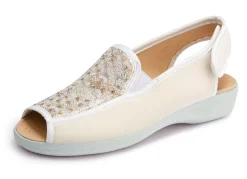 Sale BADER Sandale aus elastischem Textilmaterial CREMEWEISS-GOLD