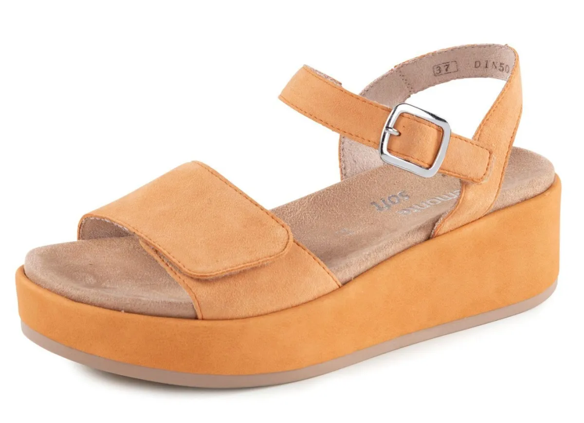 Hot Remonte Sandale aus Samtveloursleder MANDARINE