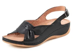 New BADER Sandale aus teilweise perforiertem Nappaleder SCHWARZ