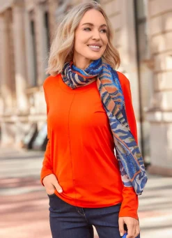Discount B/ANCA Schal aus Twill MARINE-BLAU-ORANGE-BUNT