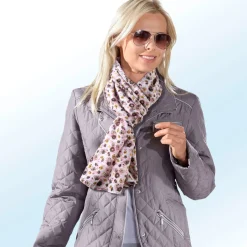 Hot BADER Schal mit Fantasieblüten-Dessin WEISS-ROSA
